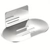 Thickened Stainless Steel Soap Holder - Modern Oval Design, No-Drill Wall-Mounted Storage Rack, Suitable for Bathroom Essentials, All-Season Use