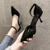 Fashion Women High Heels Shoes Sweet Cute Pointed Toe Buckle Clip Woman Pumps Summer Ankle Strap Wedding Party Sexy Ladies High Heels