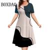 Woman Clothing Short Sleeve Loose Dresses 3d Stripes Printed Fashion Clothing Summer Casual Sundress A-Line Dress