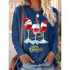 Womens Long Sleeve Loose Fit Christmas Tree Print T-Shirt Casual Round Neck Tee 2025 Fall