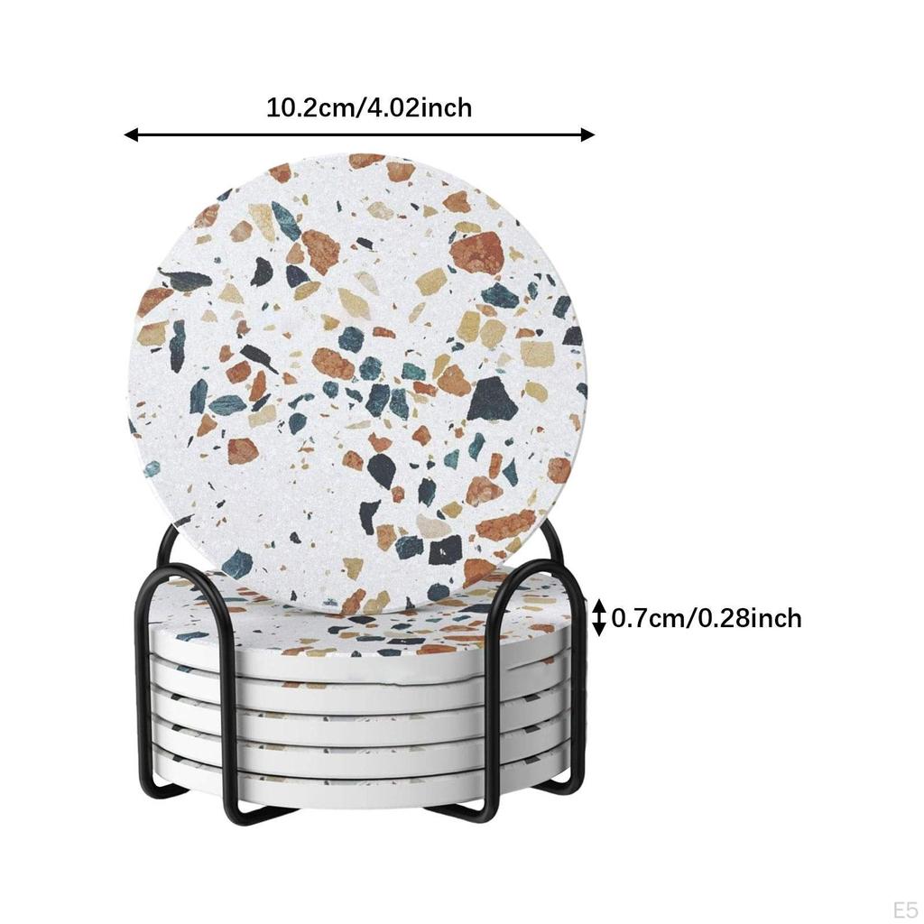 6 шт. Керамическая подставка под стакан с держателем 4 дюйма с пробковой задней частью для кофейной кружки, защита столешницы