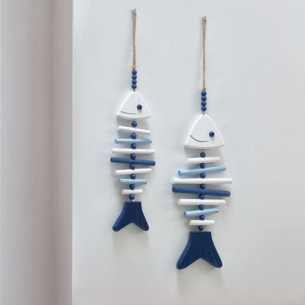 Wall Mounted Wooden Fish Pendant Exquisite Fish Hanging Ornament Funny Fish Bone Pendant Bar