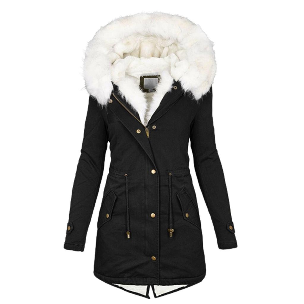 Women's Winter Padded Thickened Hooded Cotton Coat Mid-length Model Thin Warm Jacket