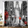 Nordic Style Landscape Paris Tower Fabric Shower Curtain Bathroom Curtains Waterproof Polyester Bath Screen with 12 Hooks