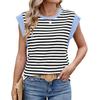 Women's Spring and Summer New Striped Collision Colour Round Neck Loose Short-sleeved Top T-shirt
