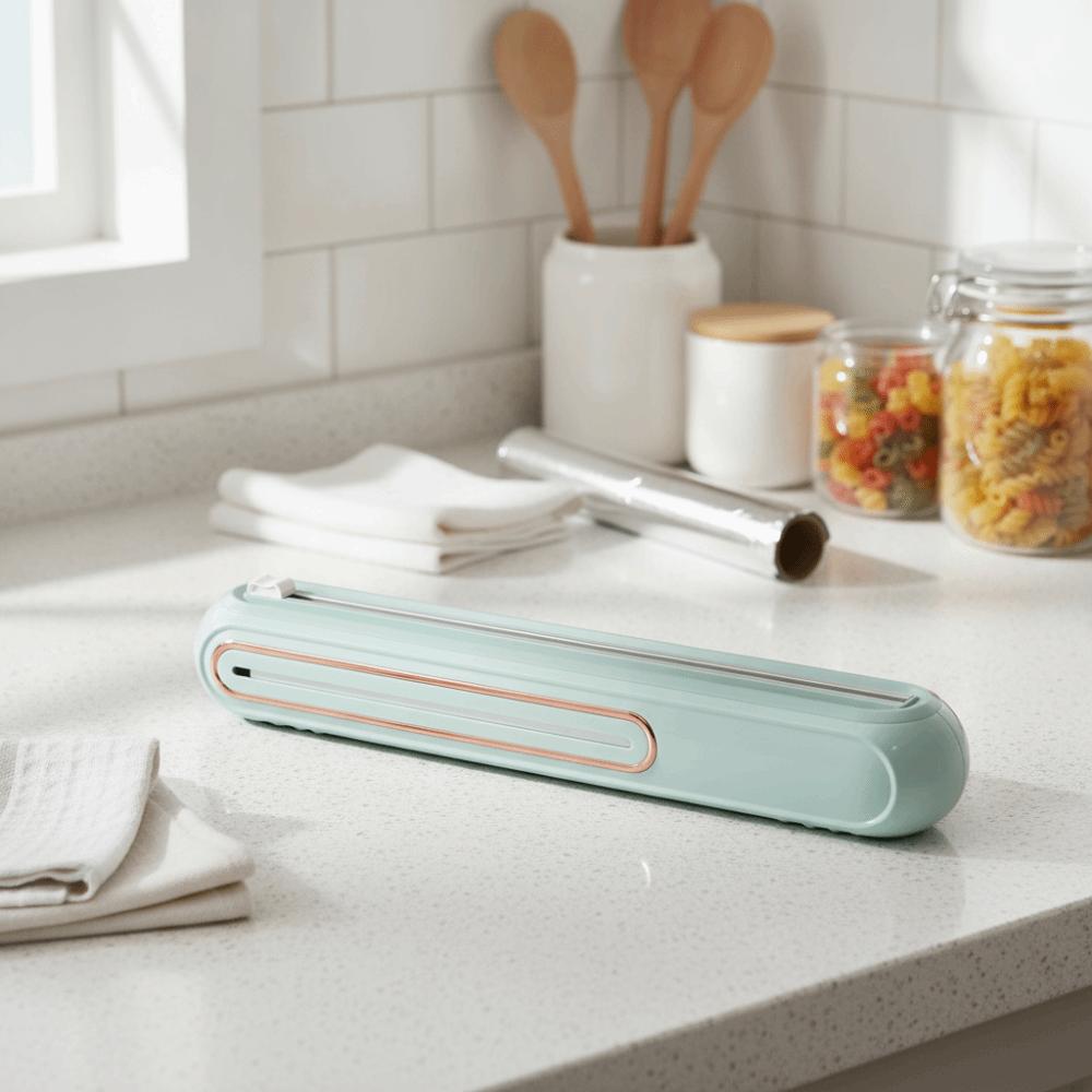 Refillable Magnetic Cling Film Cutting Box Tin Aluminum Foil Dispenser Baking Paper