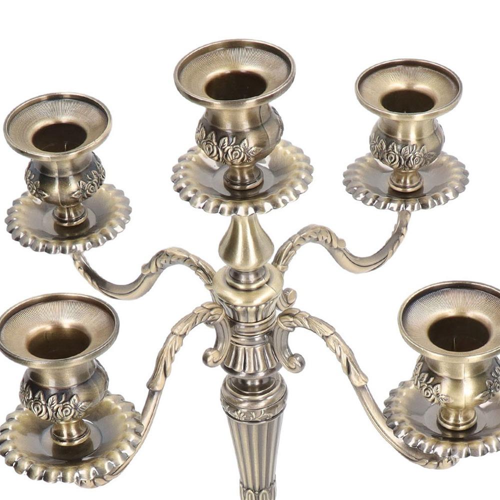 14.6 Inch Tall Candlestick Holder Zinc Alloy Retro Candelabra 5 Arms Candelabra For Party