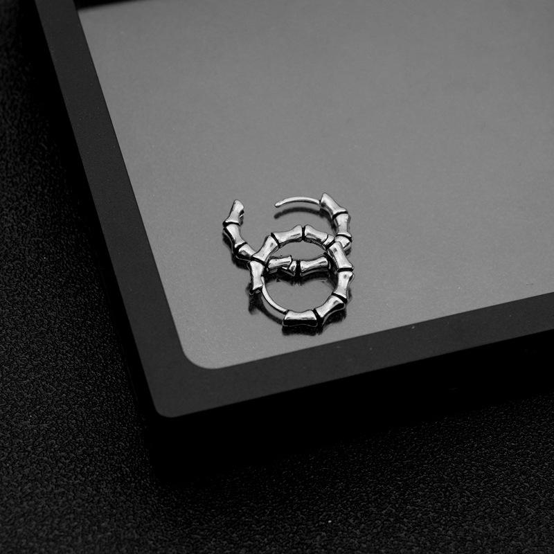 Мужские и женские серьги из нержавеющей стали, ретро-панк-серьги-кольца из бамбука, байкерские серьги