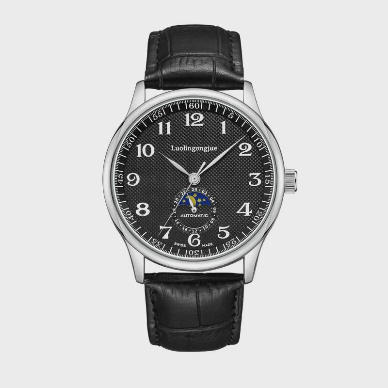 Duke of Lorraine 1984 Automatic Mechanical Moon Phase Skeleton Watch with Butterfly Clasp