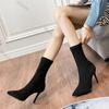 Fashion Comemore New Women Sexy Sock Boots 2025 Autumn Thin High Heels Pointed Toe Solid Black Suede Fashion Ankle Boots Women's Shoes