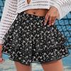 Women Cake Skirt High Waisted Double-Layered Ruffle Bohemian Mini Skirt with Elastic