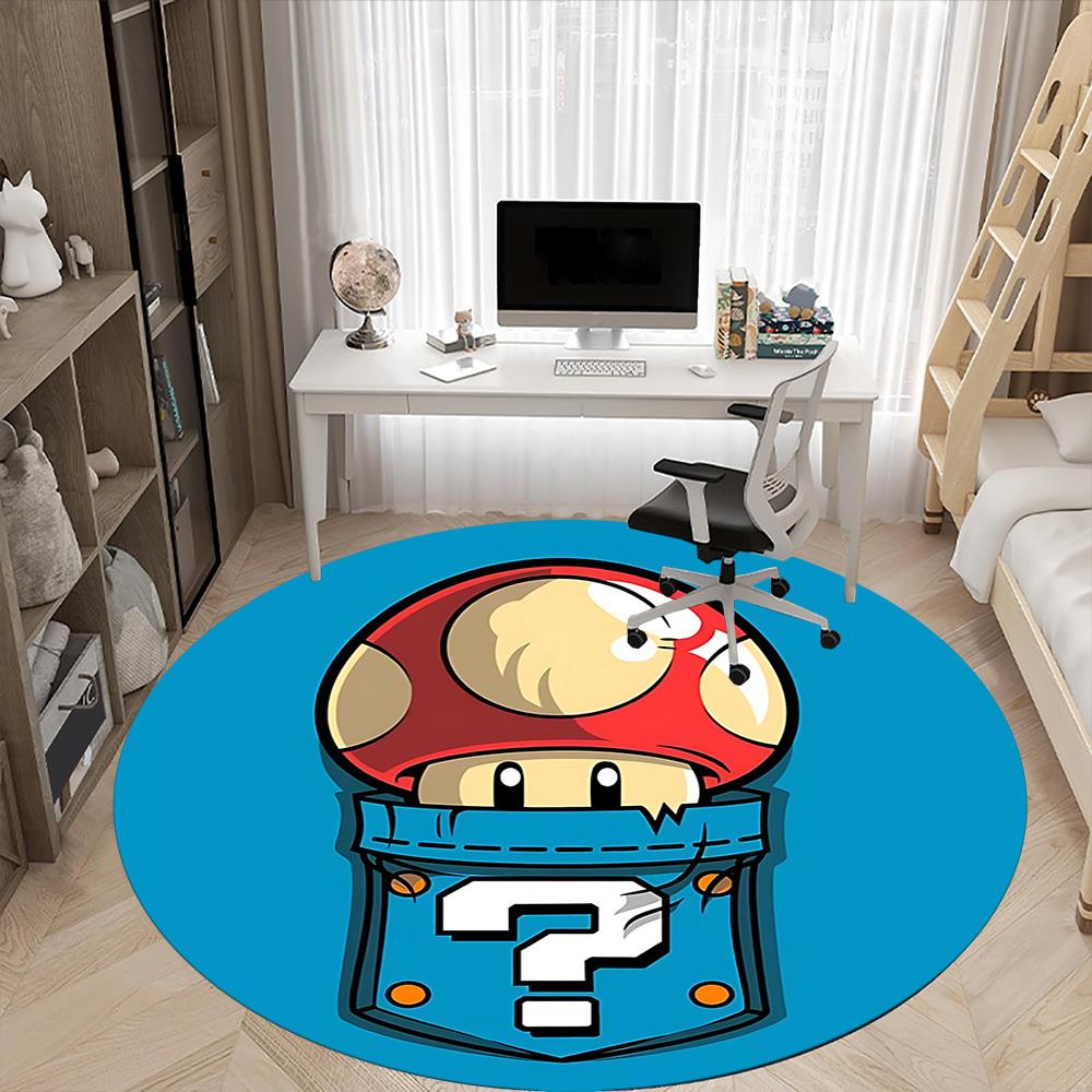 1pc Mario Mushroom Mystery Office Round Area Rug, Under Office Chairs Bedroom Living Room Home Decor a0926205