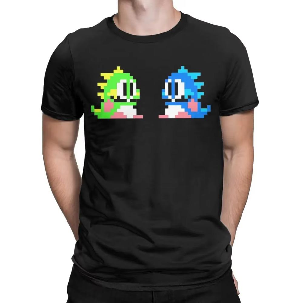 8-Bit Bubble Bobble Dragons Мужские футболки Веселая футболка с коротким рукавом и круглым вырезом Футболка из 100% хлопка Топы для вечеринок