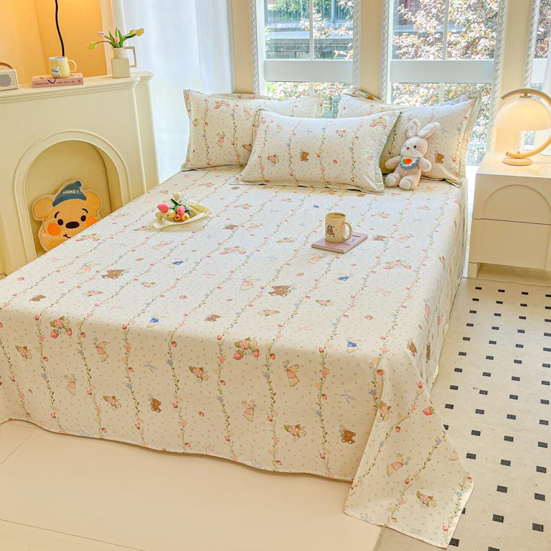 100% Cotton Flat Sheet Floral Style Bedsheet Skin-friendly Bed Linen Sabanas Para Cama Home Bed Flat Sheets (No Pillowcase)