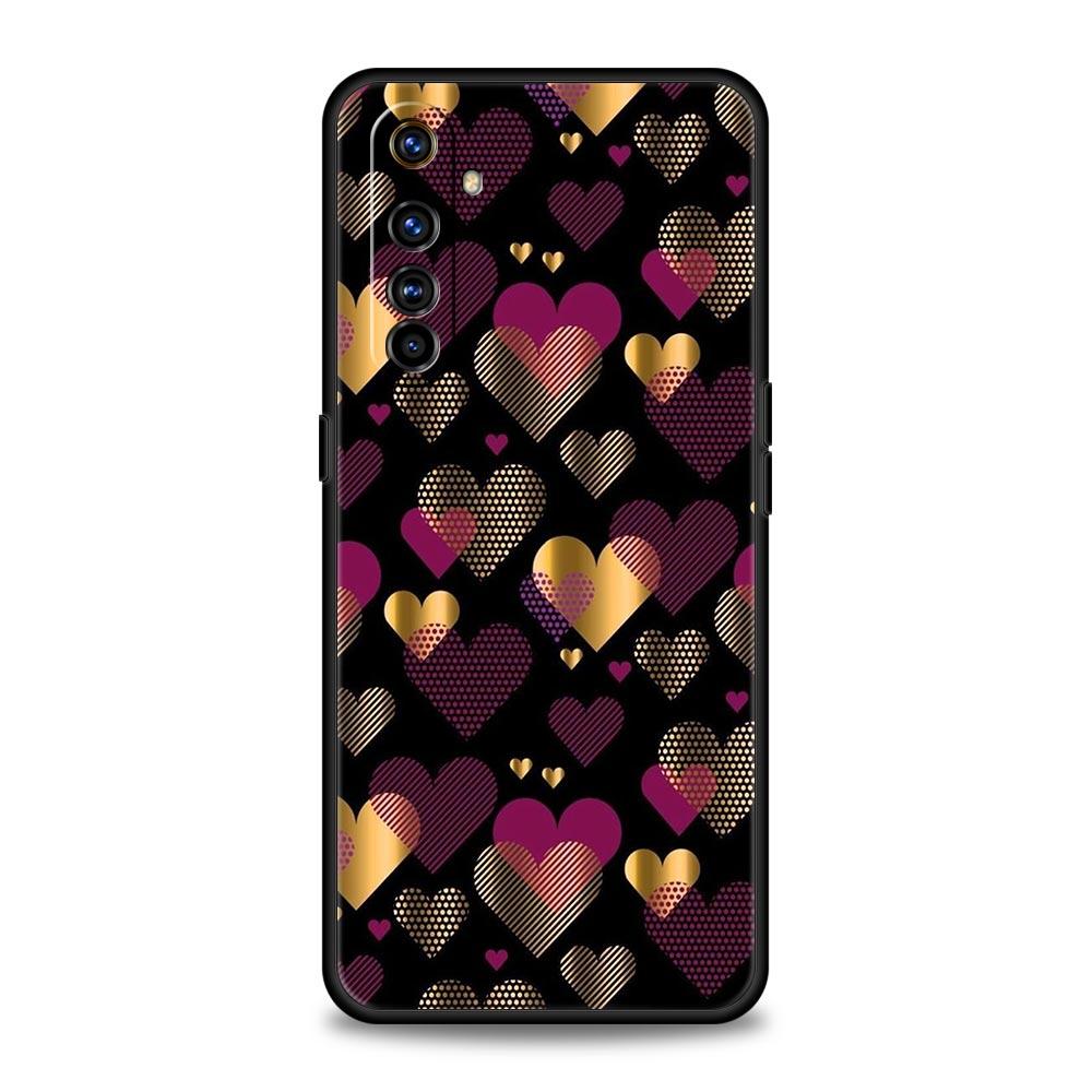 Золотой Розовый Розовый Блестящий Сердечки Чехол Для Realme 12 11 10 9 8 5G 7 6 GT5 GT3 GT2 Pro C21 C25 C35 Для Realme GT Neo 2 3 3T 5 Чехол