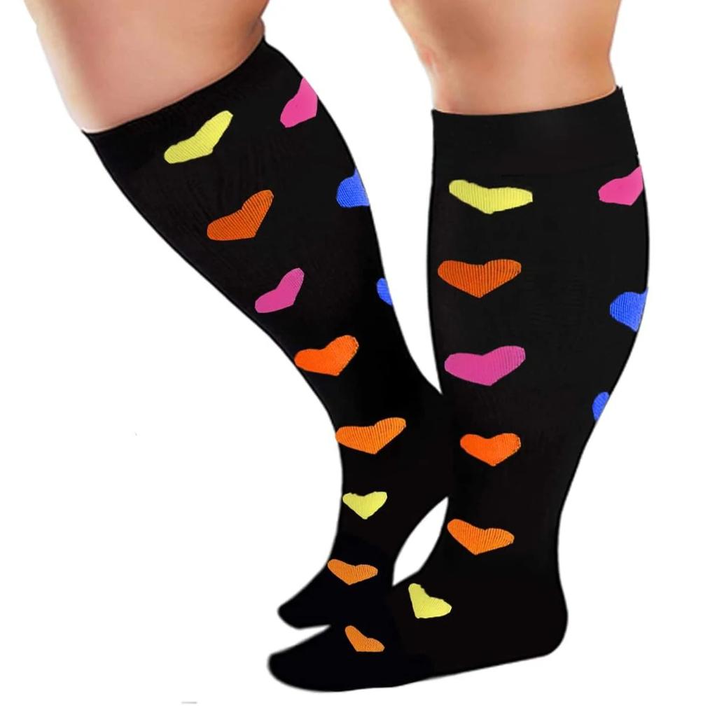 1/3 Pairs Plus Size Compression Socks For Women Wide Calf Knee High Support For Running Athletic Fit Cycling