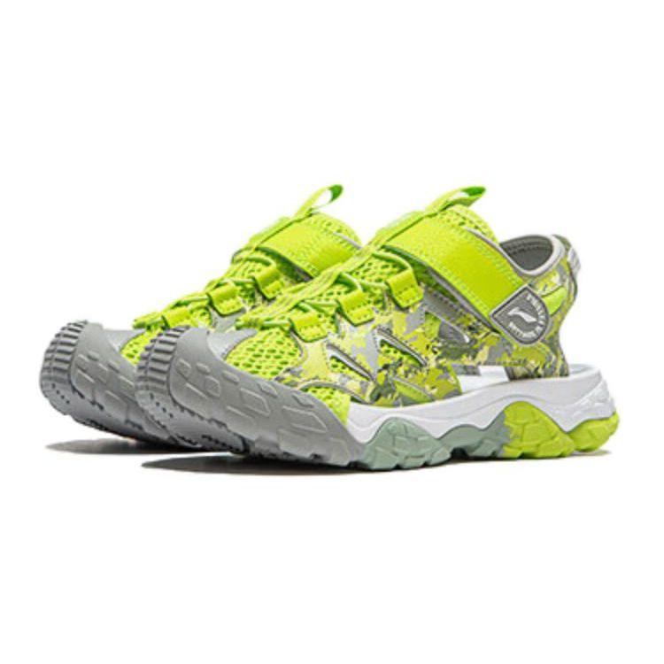 Li Ning Kids Sports Lifestyle Series Trekking 2 Простые универсальные нескользящие дышащие детские сандалии Детские сандалии Зеленые Серые YKUU010-3