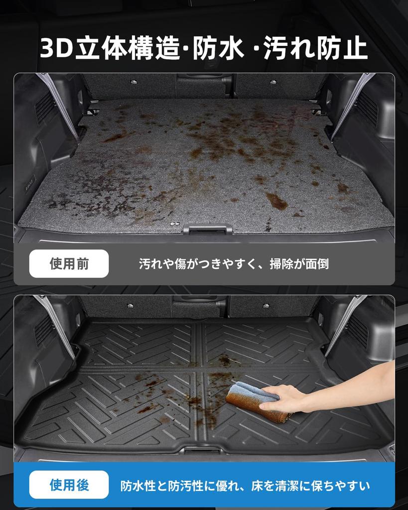 LANGBEAN 3D Waterproof TPE Luggage Mat for Mitsubishi Outlander PHEV Easy and Custom Interior Parts for the Outlander (GN Series, 7-Passenger) -