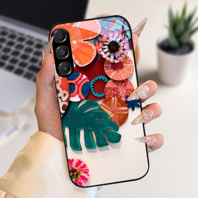 Модный Чехол Для Samsung A55 A56 Чехол A25 A26 Закаленное Стекло Чехол Для Телефона Для Galaxy A15 A35 A36 Жесткий PC Стекло Защитный Fundas