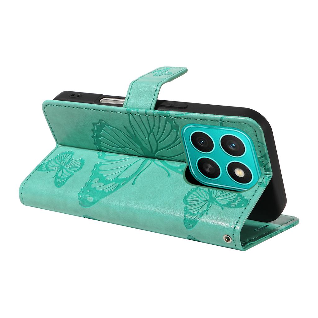 For Honor X8c 4G Wallet Case Floral Butterfly Imprinted Leather Phone Cover Stand