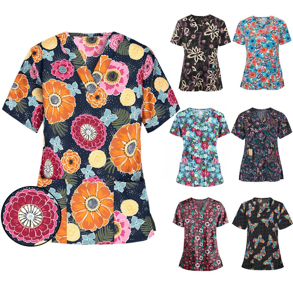 Women Short Sleeve V-neck Tops Working Blouse