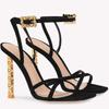 Fashion 2025 French Summer New Pointy Line With Golden Party Sandals For Women Casual Hollow Open Toe High Heels