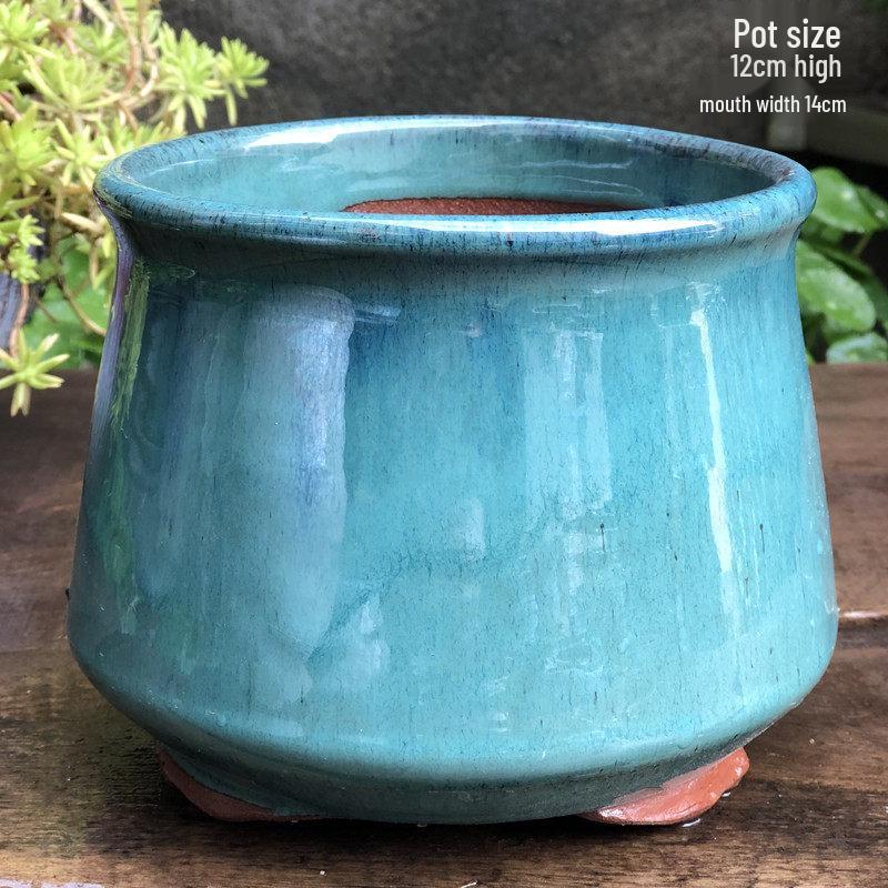 Medium Handmade Ceramic Footed Planter: Breathable, Colored Glaze for Succulents & Green Plants