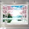Imitation Window Forest Landscape Painting Tapestry Wall Hanging Bohemian Style Psychedelic Mandala Home Decor