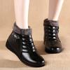 Winter Women's Ankle Boots Cotton-padded Plush Warm-keeping Leather Ladies Winter Boots Skid-proof Working Women Flat Boots