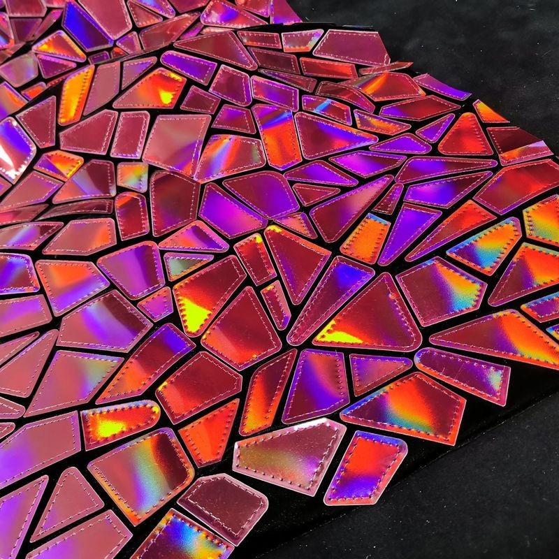 Геометрическая Лазерная Полиэстеровая Бархатная Ткань с Блестками, Ткани с Градиентной Вышивкой, Для Шитья DIY, Одежда для Сценических Костюмов, Красный Цвет