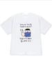 White Short Sleeved Tshirt with Fun Korean Text Combination Illustration Round Neck Kawaii Y2k Unisex Tops Versatile Summer Tees