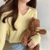 Premium soft waxy collar simple knitted primer sweater women's spring, autumn and winter casual lazy long-sleeved inner top