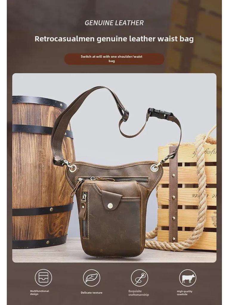 Мужская походная сумка из коровьей кожи для ног и пояса для езды на мотоцикле