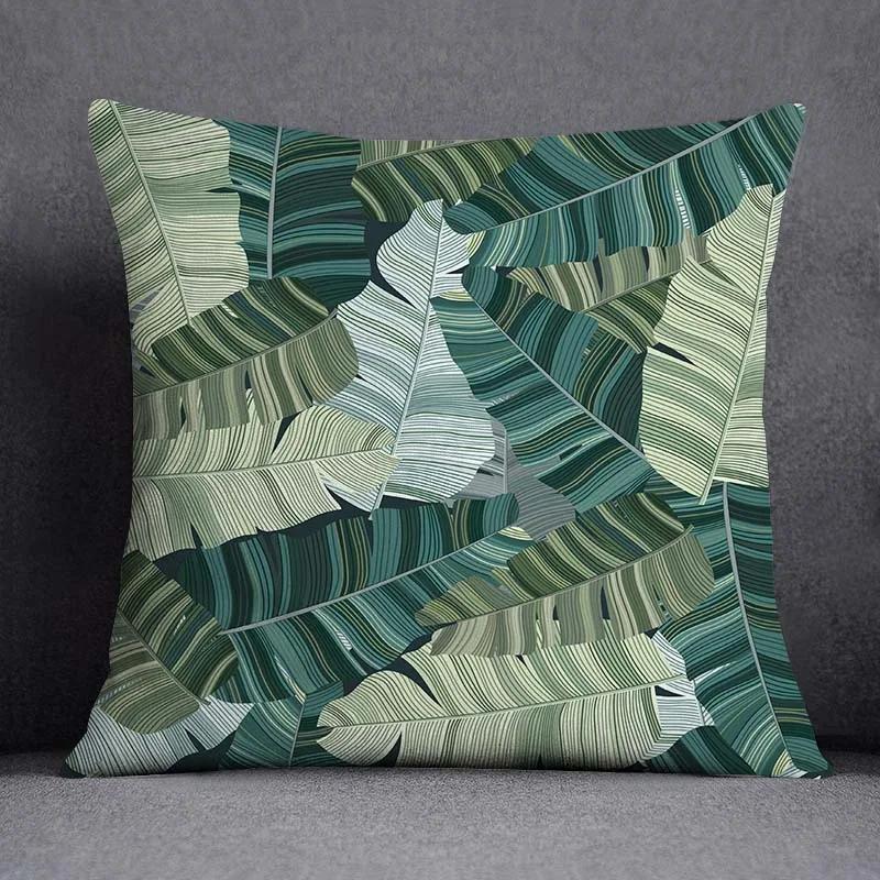 Dark Green Flower and Animal Pattern Home Decoration Pillowcase Square Pillowcase Home Office Decoration Cushion Cover