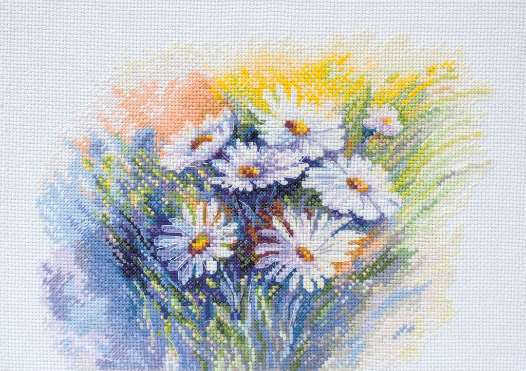 Cross Stitch Kit Abris Art Flowers On a White Background