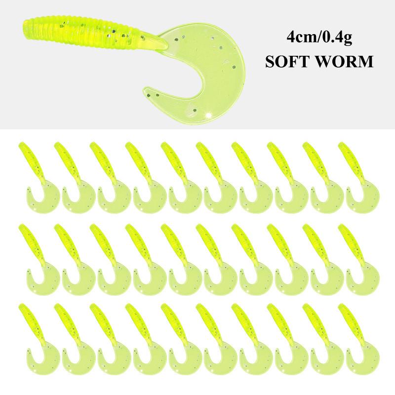 Рыболовный набор с мягкой приманкой и спиральным хвостом 4 см, грузилом и крючками