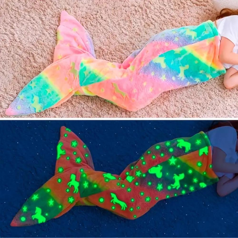Soft Rainbow Mermaid Blanket Universal Mermaid Tail Blanket Creative Mermaid Sleeping Bag Home