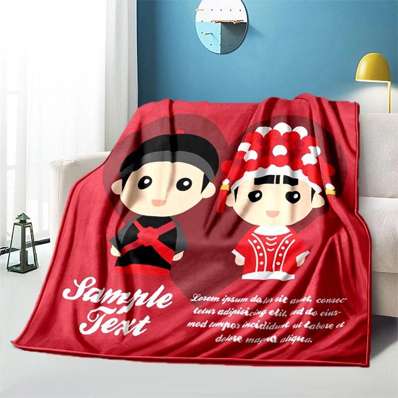 Китайское свадебное плюшевое покрывало с героями мультфильмов, тонкие одеяла для пикника, современное фланелевое одеяло Gedruckt Bettdecke Geschenk