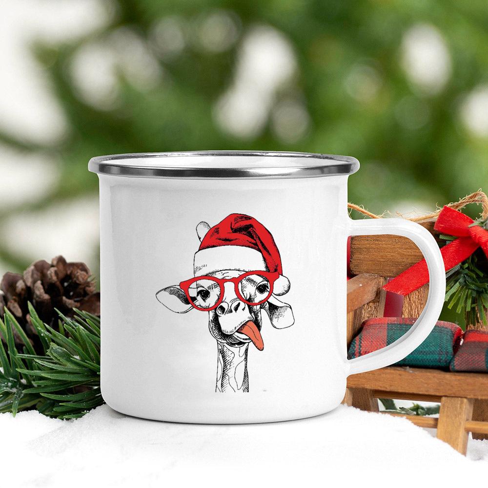 Santa Hat Animal Dog Cat Print Creative Coffee Cup Camping Mug Kawaii Unusual Tea Cup Friends Drinkware Cups To Sublimate Cupshe