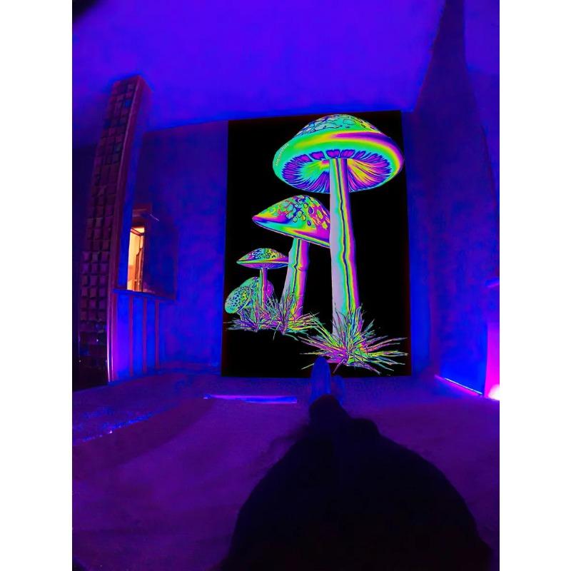 Флуоресцентный гобелен, УФ-реакция, психоделический череп, гриб, стена, хиппи, спальня, общежитие, украшение отдельной комнаты