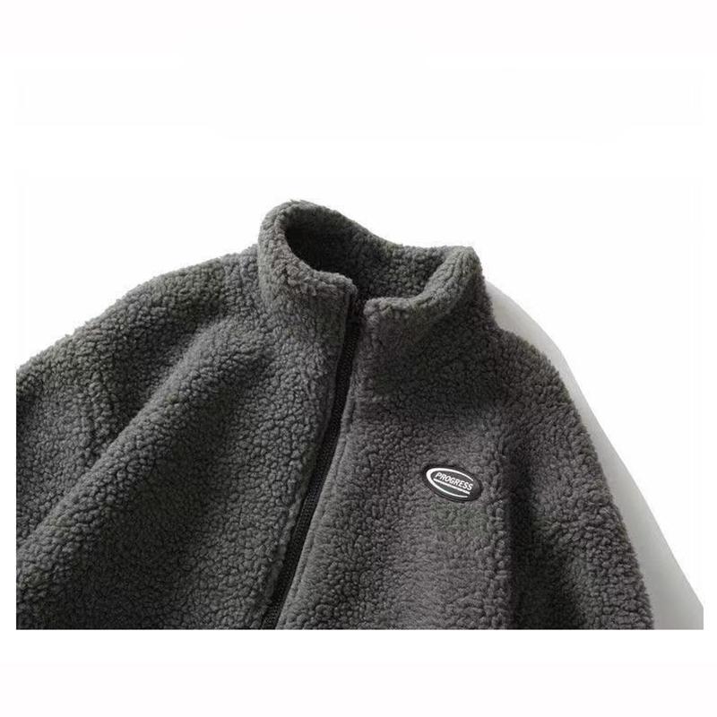 Хип-хоп Зимняя Флисовая Пушистая Куртка Уличная Одежда Харадзюку Куртка на Молнии Мужская Осень Однотонные Легкие Куртки Черный