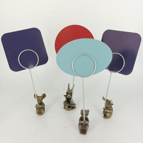 3Pcs Note Holder Stable Anti-Corrosive Spiral Clip for Notes Photos Menus Business Cards Retro Zodiac Desktop Ornament Unique Gift for Collectors