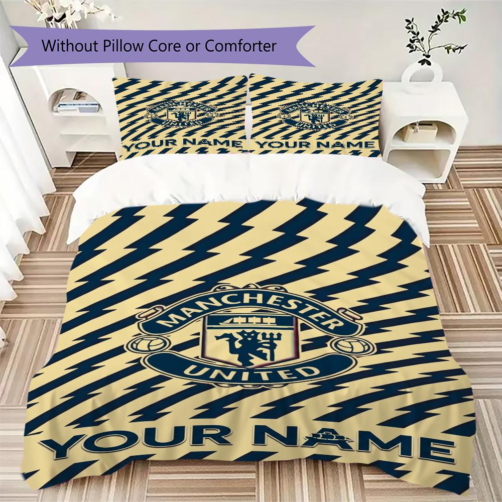 Custom Name Manchester United FC Bedding,Quilt Set Quilt Cover Pillowcase Home Birthday Gift(1 * duvet cover + 2 * pillowcase, without core)_xia
