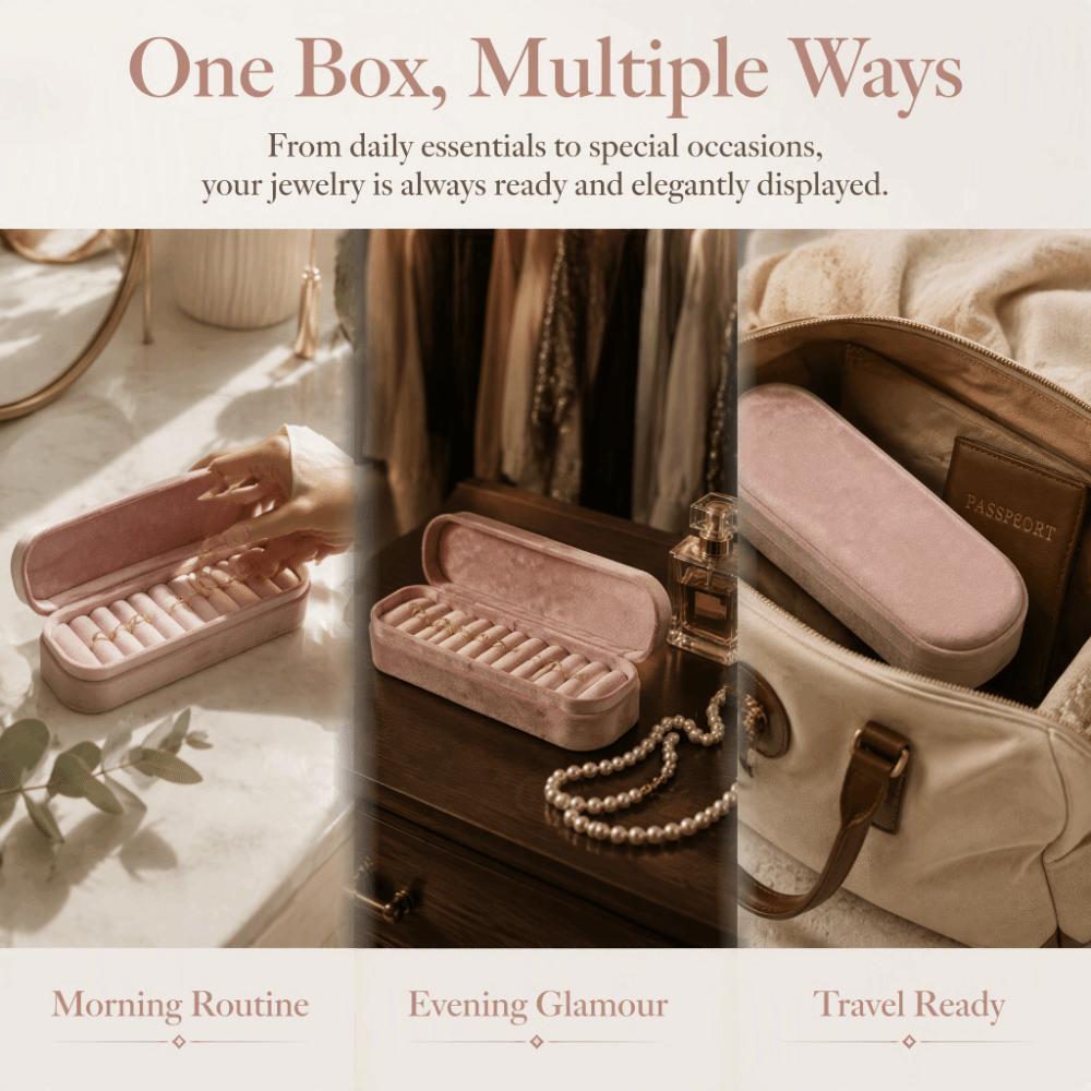 11 Slots Jewelry Organizer Velvet Lining Ring Holder Jewelry Boxes Ring Display Case For Travel