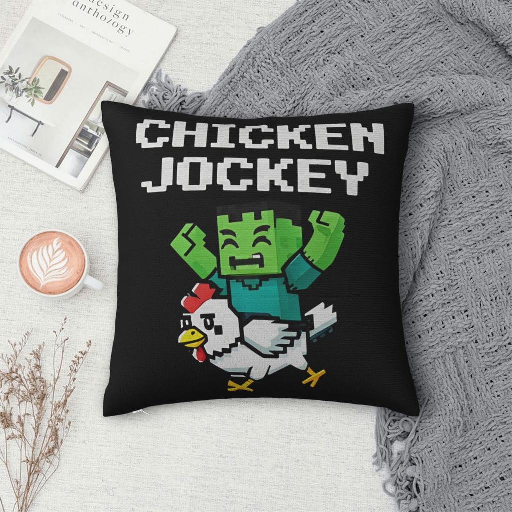 Наволочка для подушки 'Chicken Jockey' Полиэстер Чехол для подушки Декор Чехол для подушки игры 'Zombie Game' Домашний На молнии 45*45 см