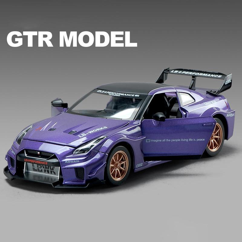 1:24 Skyline Ares GTR R35 Diecasts & Toy Vehicles Metal Toy Car Model High Simulation Pull Back Collection Kids Toys