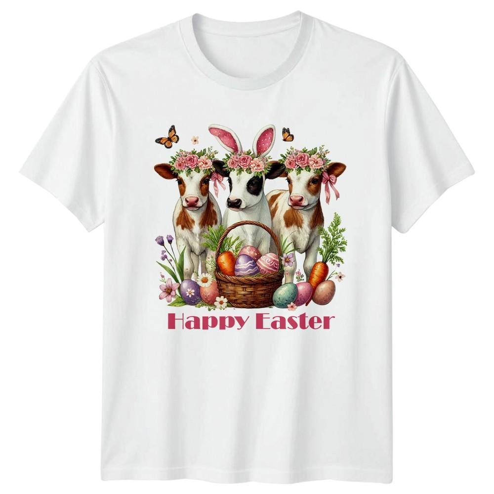 Happy Easter TShirt Calves Bunny Ears Farm Animal Easter Gift For Him And Her