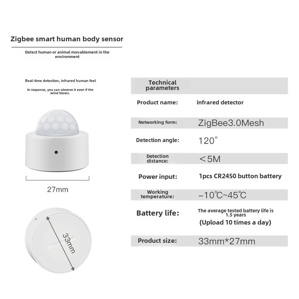 Tuya Zigbee Smart Home Water Detector & Smoke Alarm with Wireless Temperature and Humidity Sensor Switch