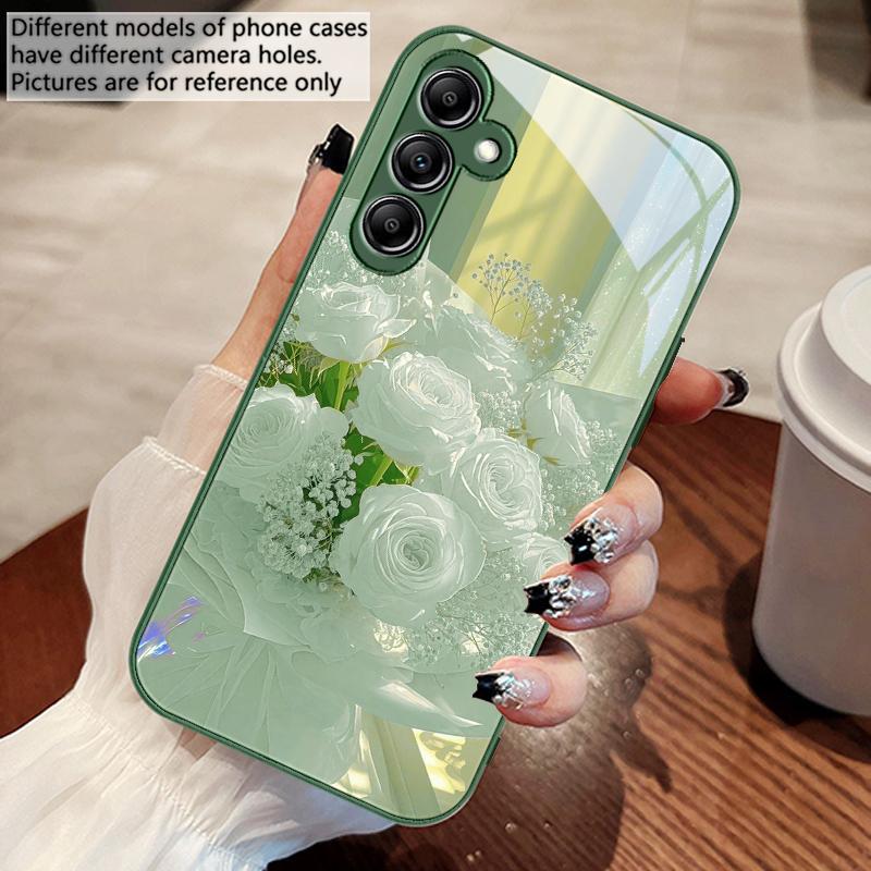 Лепестки сине-розовых роз Для Samsung A 73 72 71 A70 56 55 54 A53 52 A51 A50 42 A35 A34 33 32 31 26 25 24 23 22 30 стеклянный чехол для телефона