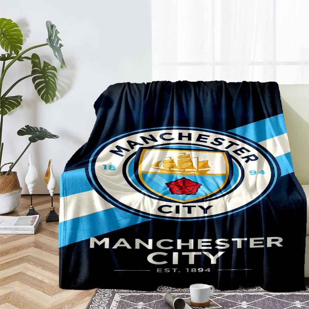 Manchester City Theme Printed Blanket - Perfect for Couch, Bed, Travel & Outdoor Use | Machine Washable, Cozy & Durable.